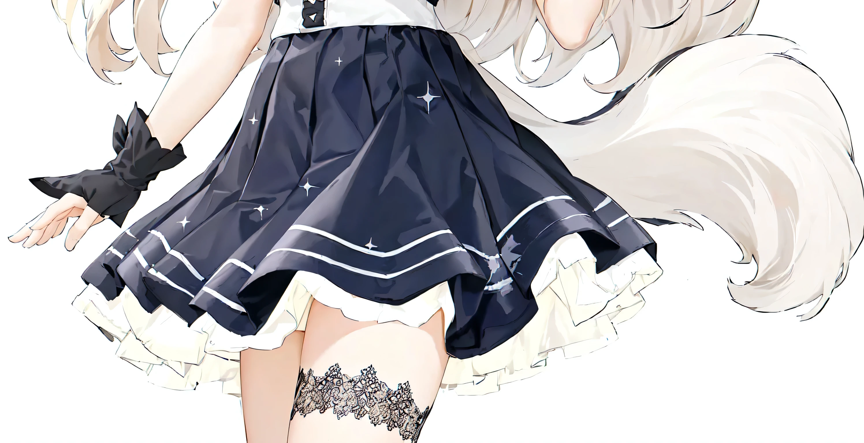 Wearing a short skirt、Anime girl with a bow and a cat tail, ta in a skirt, Fine details. Girls Frontline, Azur route style, , Cute anime girl in a beautiful skirt, from Girls Frontline, Fleet Collection Style, From the Azur Lane video game, Girls Frontline style, LoliInk art anime loli
