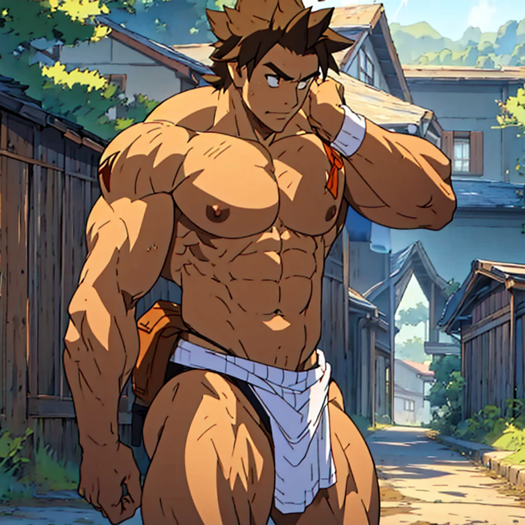 muscular men, in thin thong, pack grande, big chest, big butt, large lump, YOUNG, big pecs, in the countryside