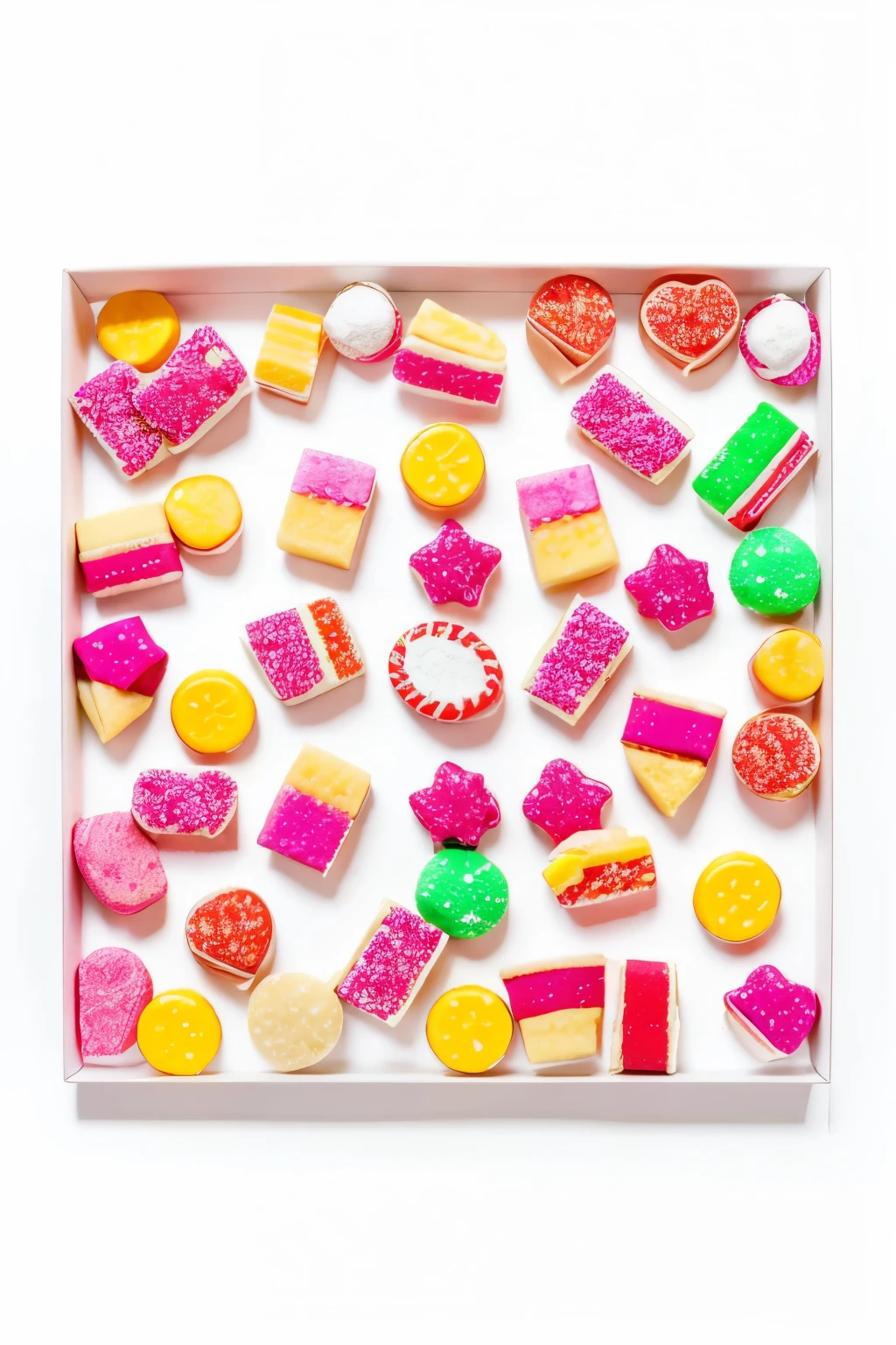 White background full of sweets