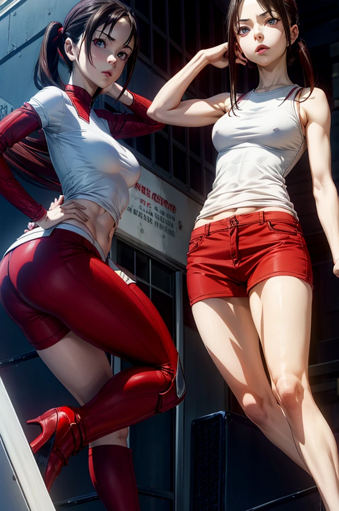 top quality picture, GIRL WITH RED LOOK, slim ((muscled body)), KAGUYA SHINIMYA