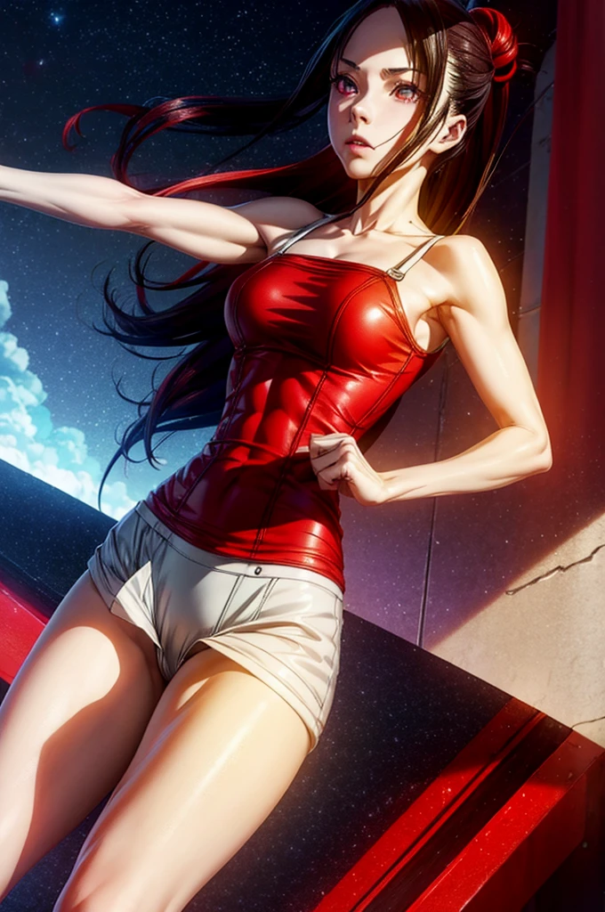 top quality picture, GIRL WITH RED LOOK, slim ((muscled body)), KAGUYA SHINIMYA