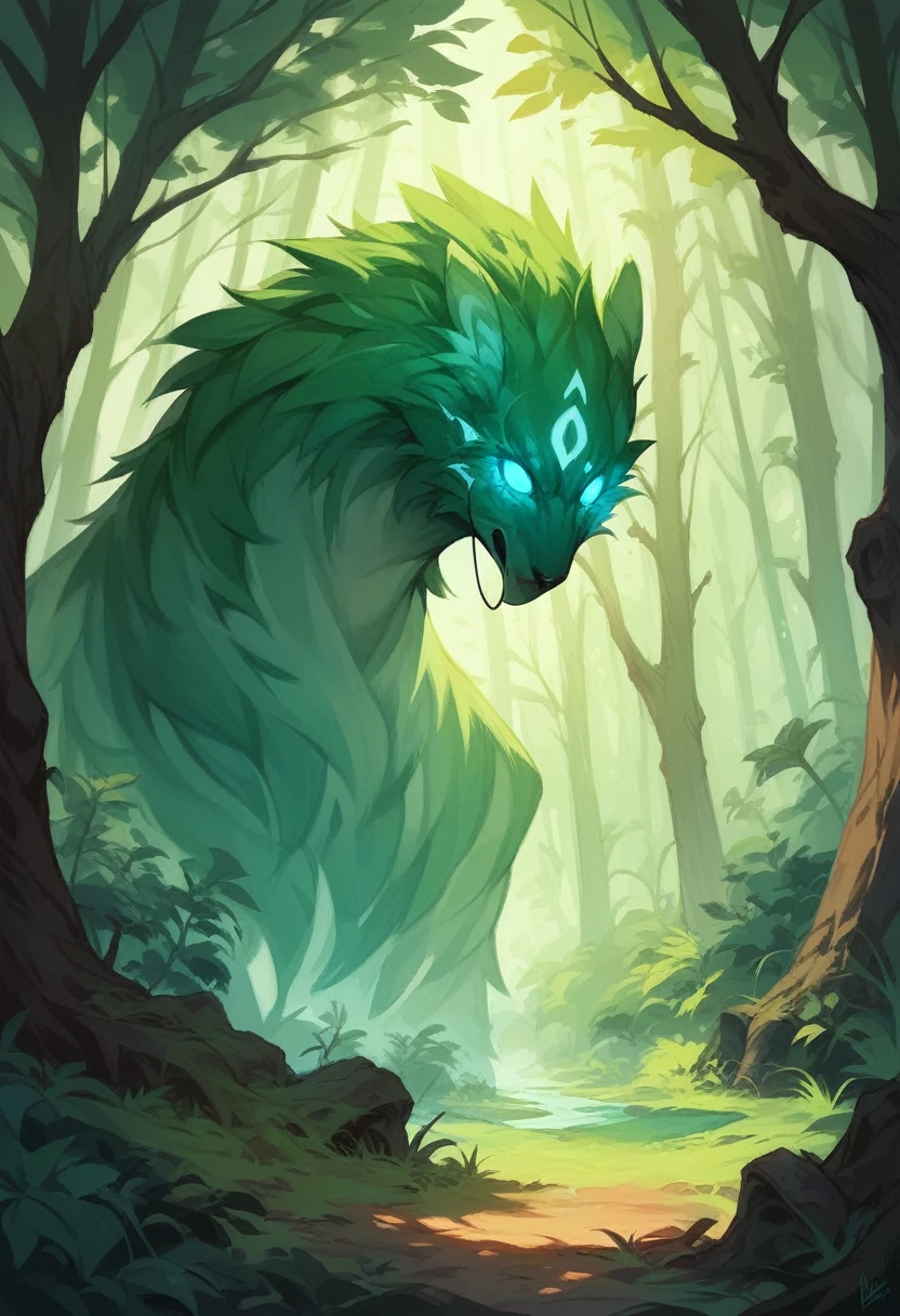Hyper realistic A dark, misty forest with twisted, leafless trees and faint, glowing eyes peering from the shadows