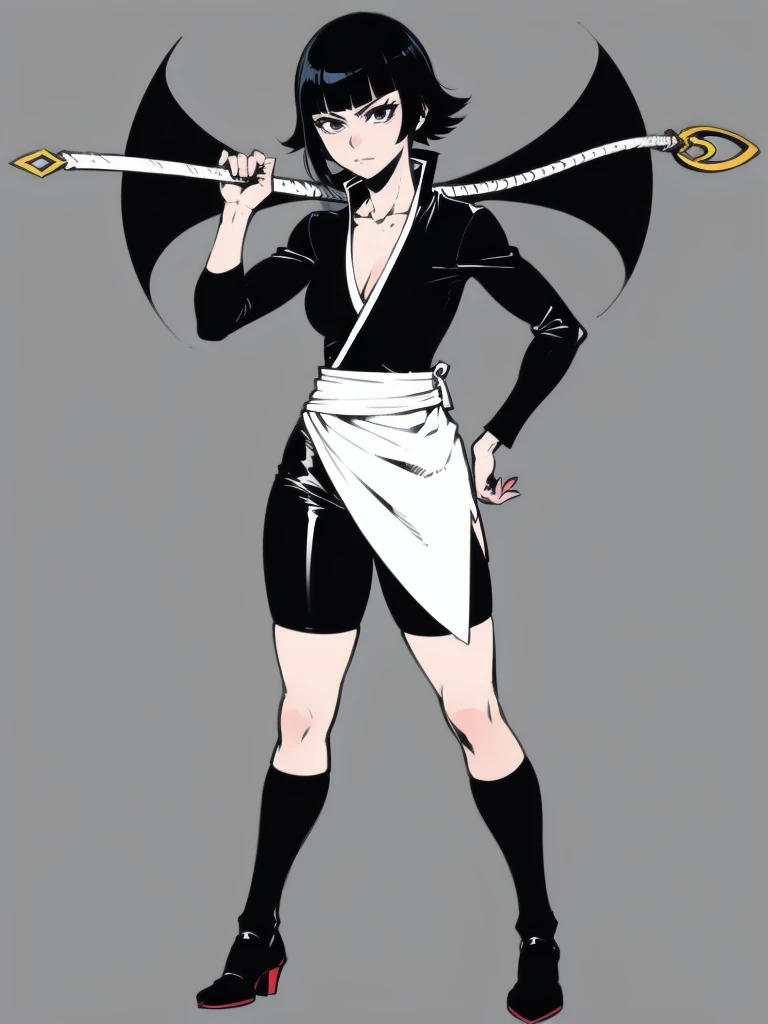 Soi fon , sui feng
Solo . Fullbody . Simple background , fitgirl , normal pose, Standing , sfw , lineart