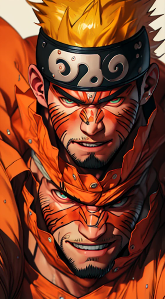 Naruto, Naruto uzumaki, Create a mascular Naruto uzumaki avatar, a close badass look. Inspired by Naruto uzumaki from Naruto, photo (photorealism) (realistic) (ultra HD) (8k wallpaper) (fine details) (extreme details on face)