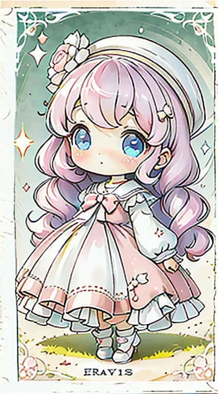 Chibi Girl、Highest quality、Very delicate、pretty girl、きれいなBig eyes、Wink、Cute Dresses、Luxury dresses、ta Dress、Frills、Race、pink、Ultra delicate、Big eyes、Beautiful eyes、Luxury dress、Cute Hats、Sailor collar、Cute Baby、Big eyes、