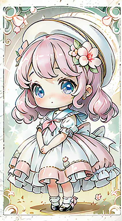 Chibi Girl、Highest quality、Very delicate、pretty girl、きれいなBig eyes、Wink、Cute Dresses、Luxury dresses、 Dress、Frills、Race、pink、Ultra delicate、Big eyes、Beautiful eyes、Luxury dress、Cute Hats、Sailor collar、Cute Baby、Big eyes、