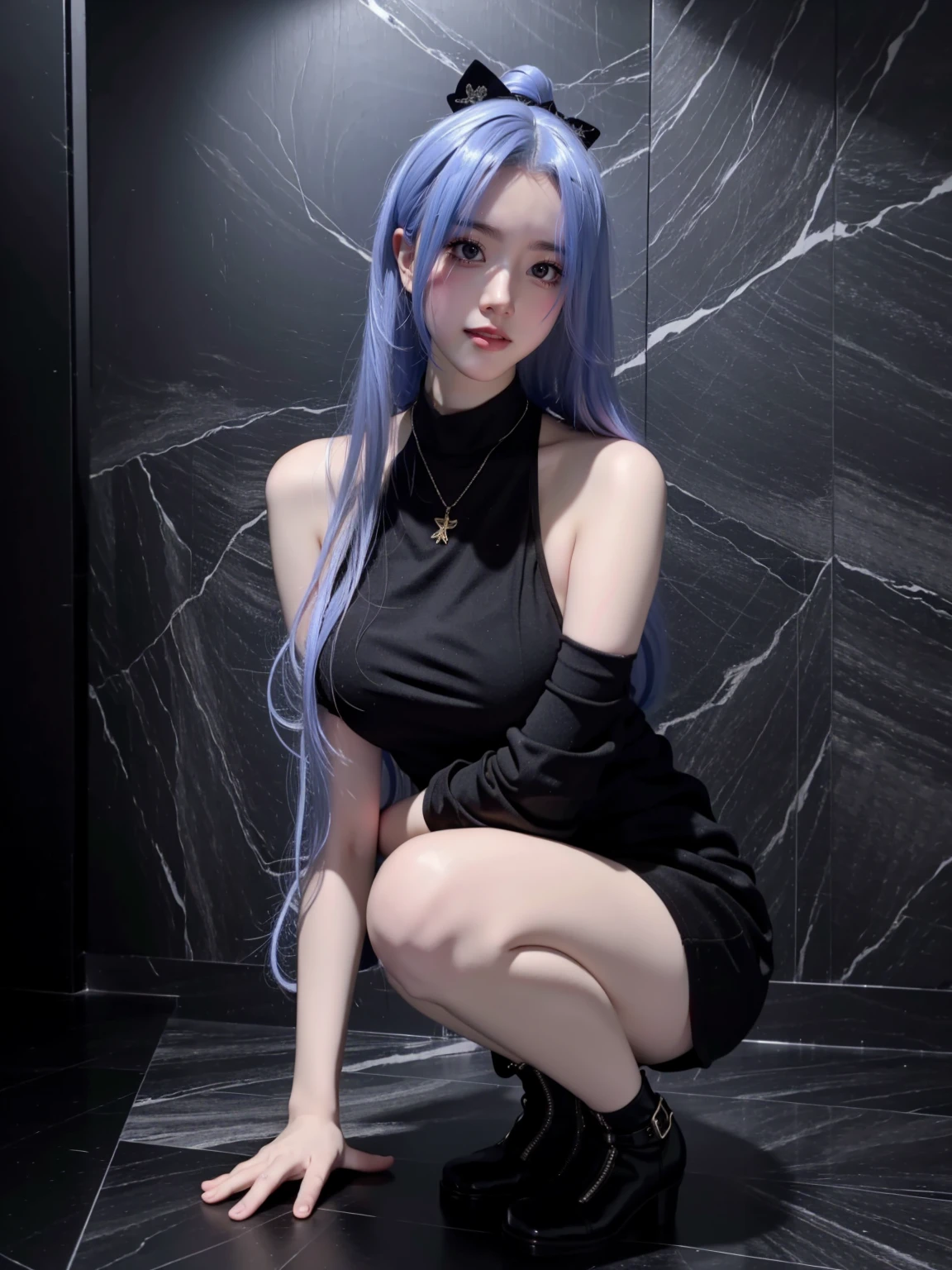 8K, Ultra-realistic, masterpiece, 最高of品質を最高に, Super detailed, High resolution, Random Background, 1人of巨大な胸of少女, (:1.5), Willow West, Wide Hips, knees, night , of, Choker Necklace, 耳Nipple Ring