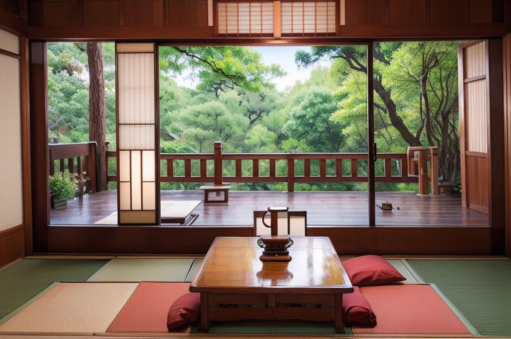 Beautiful and atmospheric Japanese-style room，Exquisite pixel art