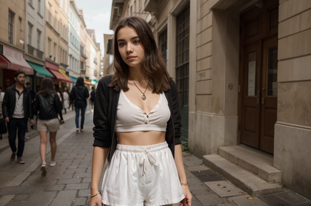 Teenage girl, vêtements noirs, choix chrétienne pendentifs
