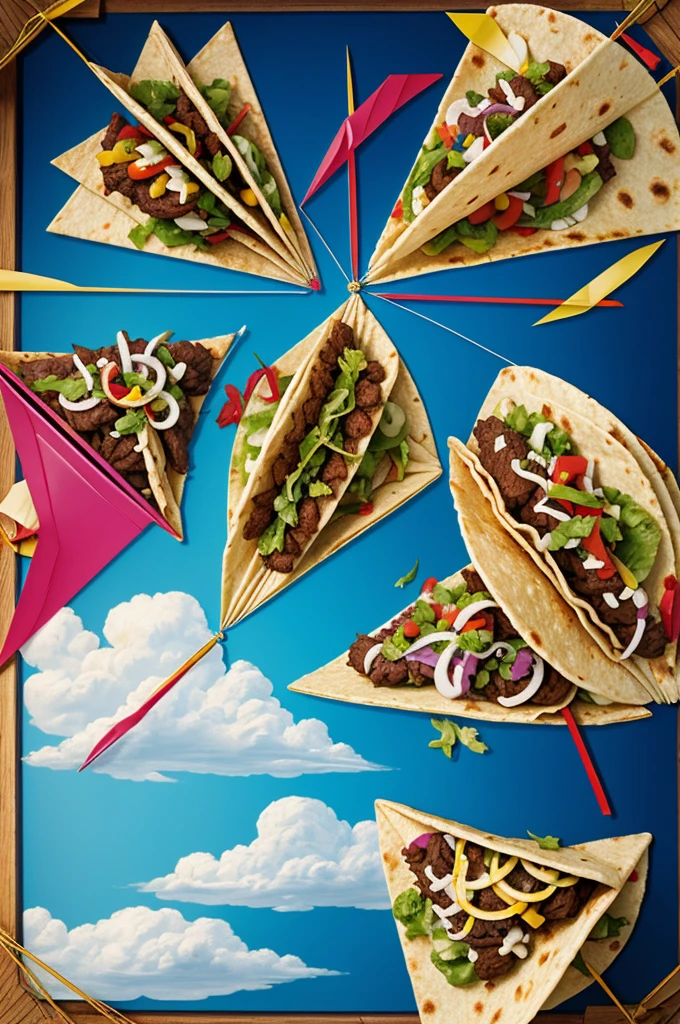 Draw like a Renaissance painter, Dogs, a top of tacos, a kite, a compass and a blue square geometric figure