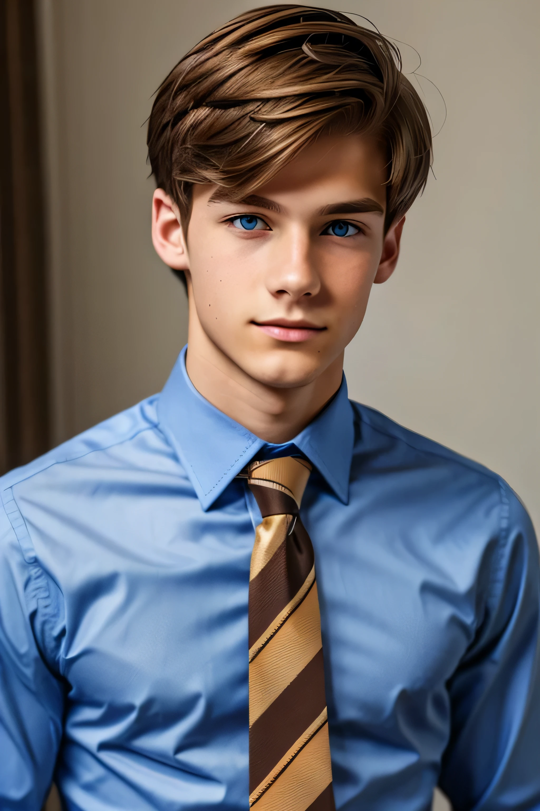 19 year old male wearing tie and button up
Physical Description: Brown colored hair and skinny build. 5"5 and 150 LB. Blue eyes.
.