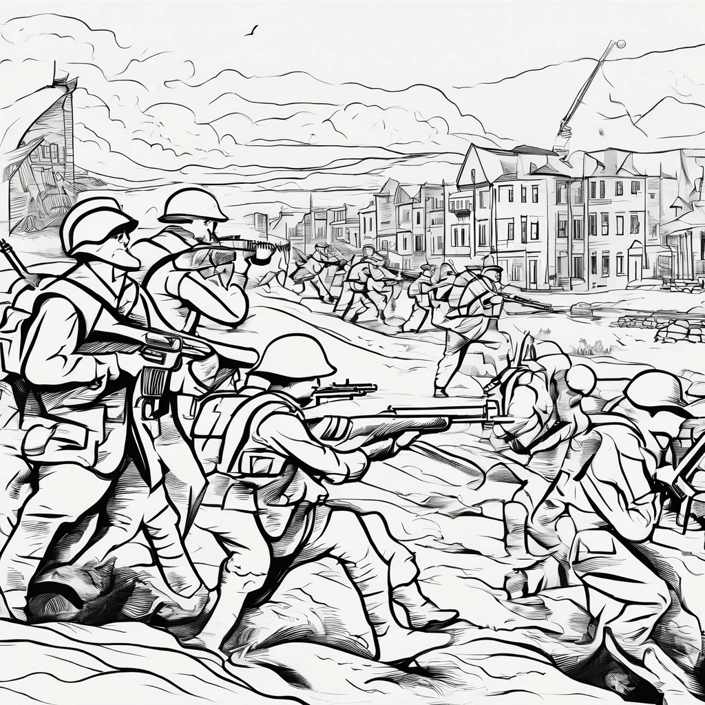 WW2 soldiers attacking a town
