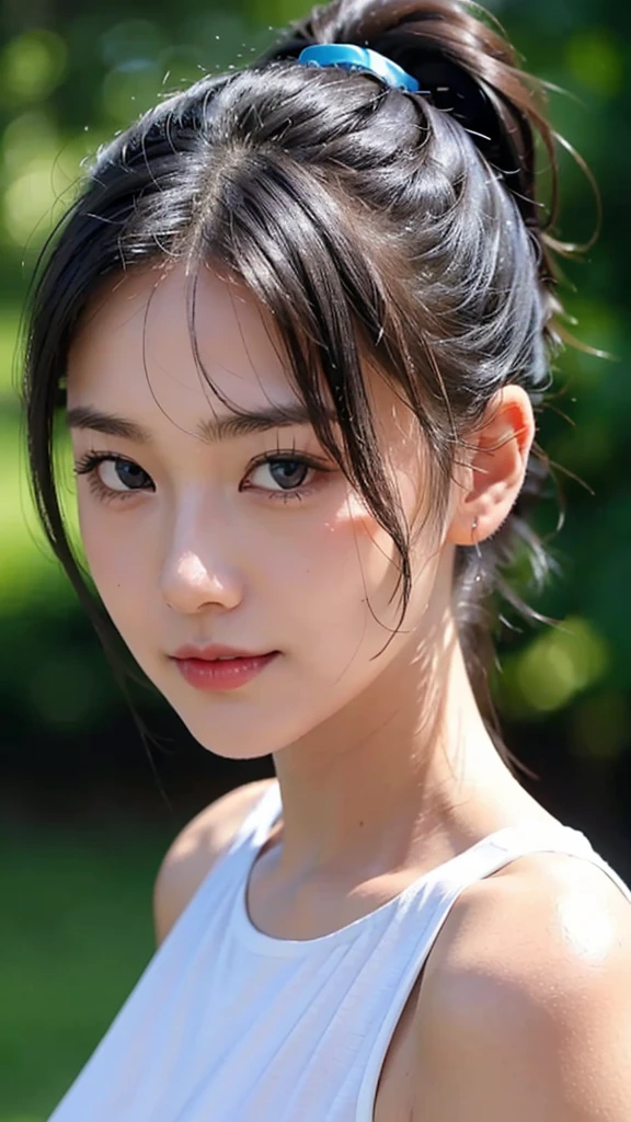 dress,outdoors,Urban Park,On the lawn,One woman,close up face,fully body photo,masutepiece, The highest image quality, High quality, the background is clear,Beautiful woman, Japanese, Detailed, Ultra-detailed, finely detail, hight resolution, 8K Wallpaper, Perfect dynamic composition, Beautiful detailed eyes ,Detailed eyes, Detailed skin, Beautiful skin, 超hight resolution, (reality: 1.4),Very beautiful woman, Slightly younger face, Beautiful skin, slender, (Ultra photo realsisim), (hight resolution), (8K), (Very detailed) (beautifully detailed eyes), (super detailed), (Detailed face), view the viewer, Fine details, Detailed face, Staring straight ahead, Staring straight ahead, photos realistic, Bright lighting, Professional Lighting, Black hair,poneyTail,a baby face,sixteen years old,Hairstyle: ponytail,Long ponytail hairstyle,slight smile,