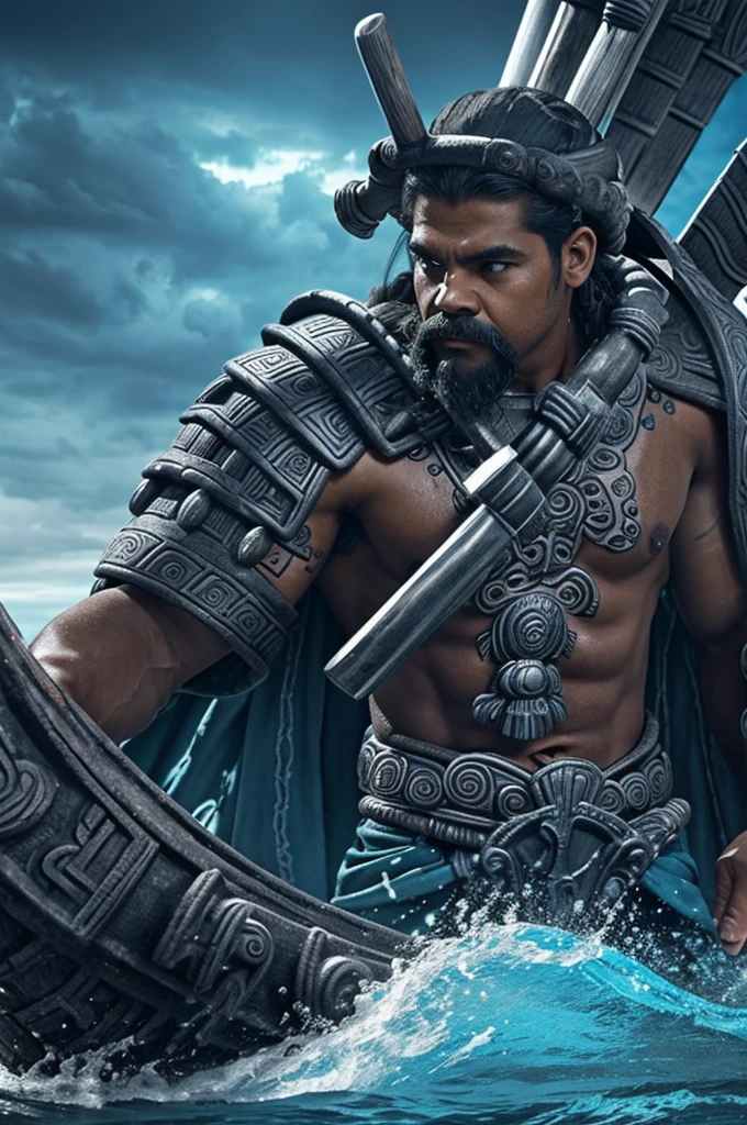 ((God Tlaloc)), ((legendary battle)), ((vs)),((Poseidon))