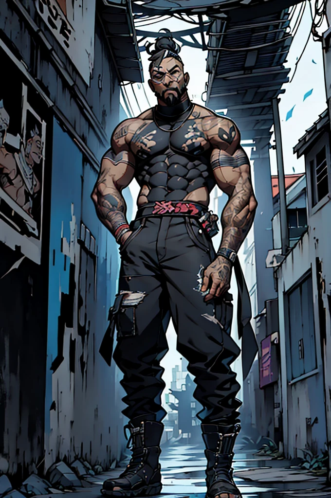 young rapper about to have a confrontation in a desolate alley, one against seven individuals (Award Winning Composition), Libertad creativa, (Artistic expression), (extreme composition), (spontaneous composition), (Filtro negro), ((Tema surrealista)), (Criaturas difusas), (Figuras difusas), disturbing visual expression, (Illuminated dark fantasy kingdom), Evocador, (unusual color contrast). por Lekrotfeo, ((static pose)), (((certeza))), convencionalidad, tema convencional, (((Borderlands 3))), ((primer plano))), (((entorno urbano de la ciudad))), (((difusa)[)) manga. comic. "La Klika Skuad". The Klika Skuad is a group of friends united by a strong friendship and passion for music and urban art.. They are characterized by their unique style and charismatic presence.. La imagen debe capturar la esencia del grupo, transmitting your energy and vibrant personality. An artistic representation is expected that reflects the unity and camaraderie of the group, so thin guy, barba perfectamente recortada, pelo con trenza largo en corte ninja, .trenzado cabello,. con tatuajes en los 2 hombros pecho y pierna derecha, ropa estilo urbano playera en color blanca y una negra arriba de la blanca, ecko black denim pants, botas timberland en color crema, 1.65 estatura. (rapper) (urbano style) (Animated) ((style anime)) (graffiti spirit secret art death painting,) (30% de cibor futurista,) humano ft robot futurista, hero soldier, hombre rapero ninja futurista. (((HD, 4K, REAL))) (8K) ULTRA DEFINIDO.magia mistica (cuerpo completo)completo cuerpo((**Borderlands 4**))), primer plano en un entorno urbano (((con colores difusos,))) ultra detailed illustration of an aquatic spirit creature(((male with 3D projection effects))) complexes of translucent fabric and shiny, hollow cybernetic threads. ((( The pose is dynamic, espectral, with particles of light,))) and the composition is professional and award-winning. (Ofrec((Borderlands 3))),
