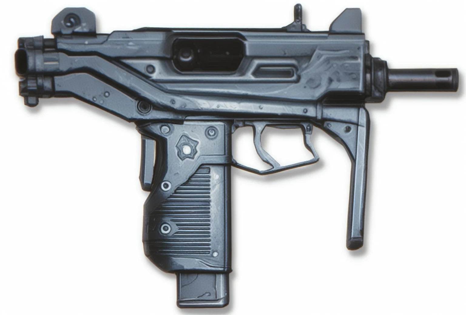 gun, borderlands style, artstation, realystic, meletary, hand paint texture, gray color, low detail, 3d