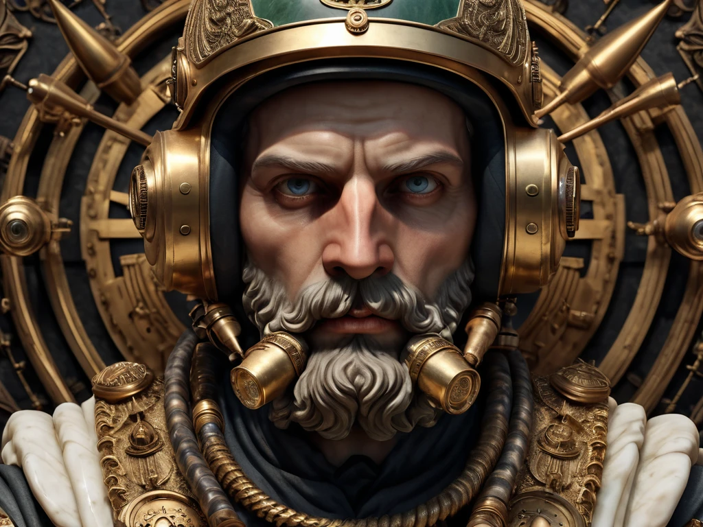 (full body:1.9) (in full growth:2.0),
(marble statue:1.8), a bust of a man with a helmet on his head with a cigarette in his mouth, bullets hanging on the helmet,Christian W. Staudinger, dieselpunk, a character portrait, transgressive art funk art
masterpiece, best quality, realistic, photo, extremely detailed 8K, smooth, high resolution, ultra quality, highly detail eyes, hd, 2k, 4k, 8k, 16k, foreshortening,