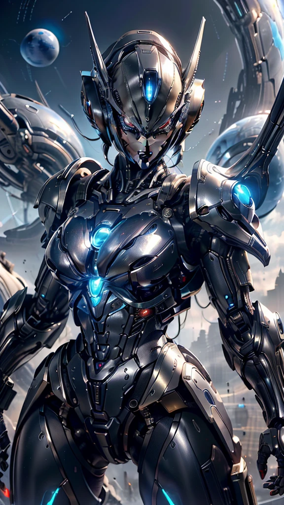 (best quality, 8K, masterpiece: 1.2), Extremely detailed, (Surreal, Reality: 1.37), 1 个女孩Extremely detailed的脸, Beautiful red eyes ultra 4k detailed big breasts very sexy soldier use ((gun)) In the background, White robot girl, Cyberpunk anime mecha girl, Wearing sci-fi military armor, Beautiful black robot girl, Robot-Silver Girl, Black Robot Fela, Echoes Overwatch, Anime perfect women, Blue pupils, Five fingers, (((In battle, Alien Planet, alien war,)))