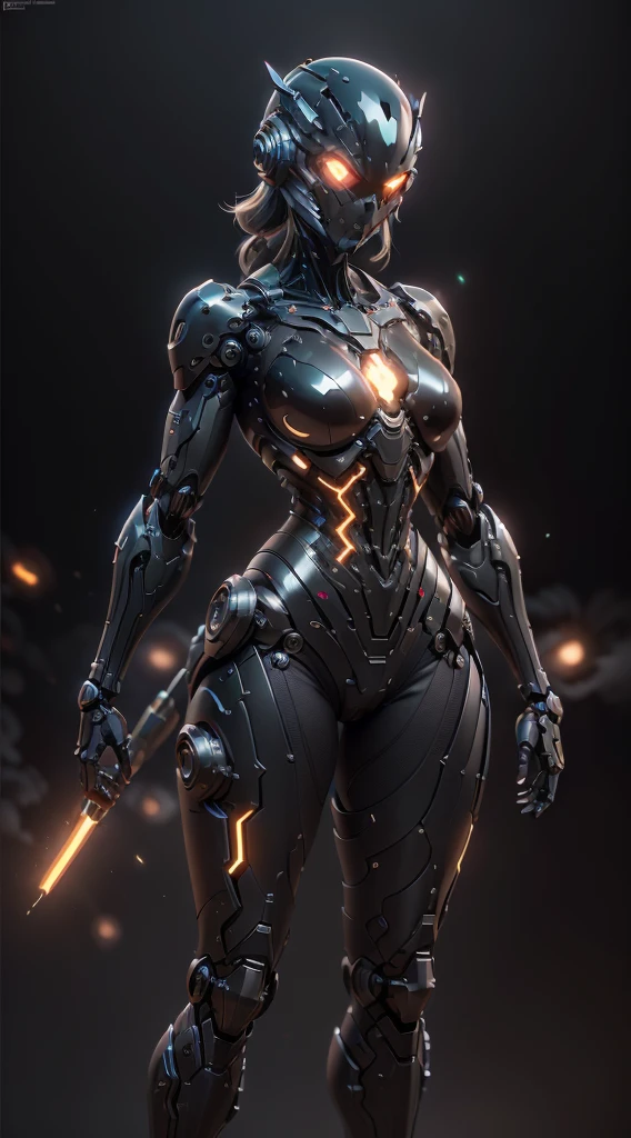 ((upscale, 8K, masterpiece: 1.3)), (1 mechanical girl: 1.5), whole body, Solo with huge breasts, Thin waist, Thick thighs, (Mechanical joints: 1.2), (Mechanical limbs: 1.1), (The blood vessels that connect the tubes), (A mechanical vertebrae attached to the back), (The mechanical neck is attached to the neck), Shielding light, Wick head mirror, (Shiny arms: 1.5), (Laser Eyes: 1.5), Fierce eyes, Mole under the eye, Fighting Stance, Back color, HDR, Ray Tracing, NVIDIARTX, Super Resolution, Unreal 5, Underground diffusion, PBR Textures, Post-Processing, Anisotropic filtering, Depth of Field, Maximum clarity and sharpness, Rule of Thirds, 16k Raw, (Glowing particles: 1.4), Extremely detailed CG, unified wallpaper 8k, 3dlighting, Virus Lens, Reflection, Clear focus, Cyberpunk Art, Realist, illustration CG muy detallada, Extremely exquisite and beautiful, light, (Realist: 1.5), (Dark background:1.5), Dynamic Angle, masterpiece, best quality, Ultra Detail, illustration, Light Details, dramatic_shadow,face shadow, Additional Details, Better presentation, (Not suitable for working hours:0.9)