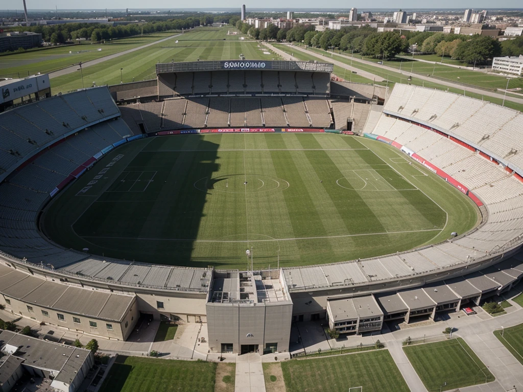 ((beste Qualität)), Soccer, Stadium, Red-White Club, Romanian Soccer Club, Empty stadium, Bird's eye view, Full stadium roof, 19,000 seat-only stadium