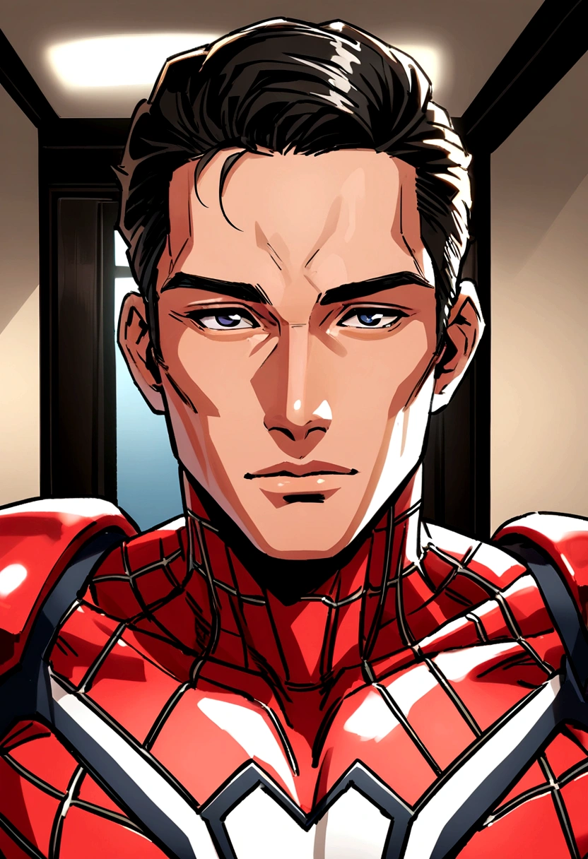 Attractive 30 year old man, Spiderman Suit, A Thousand Morals, Dick Out, Executive Sexy Man, So, Terno, Front Camera Focus, Portrait Mode, Straight in front of the camera