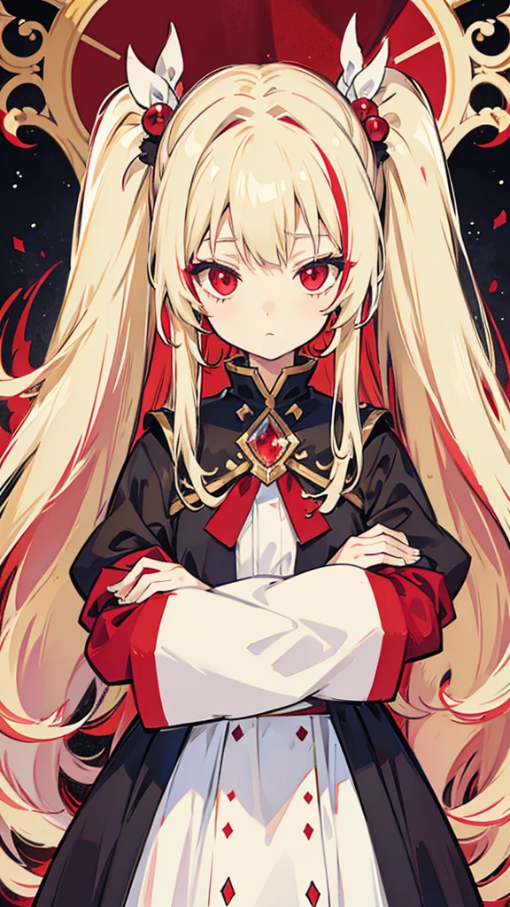 Hair colorbeige,Red Eye,Twin tails,Long Hair,Wizard,gem,Expressionless,