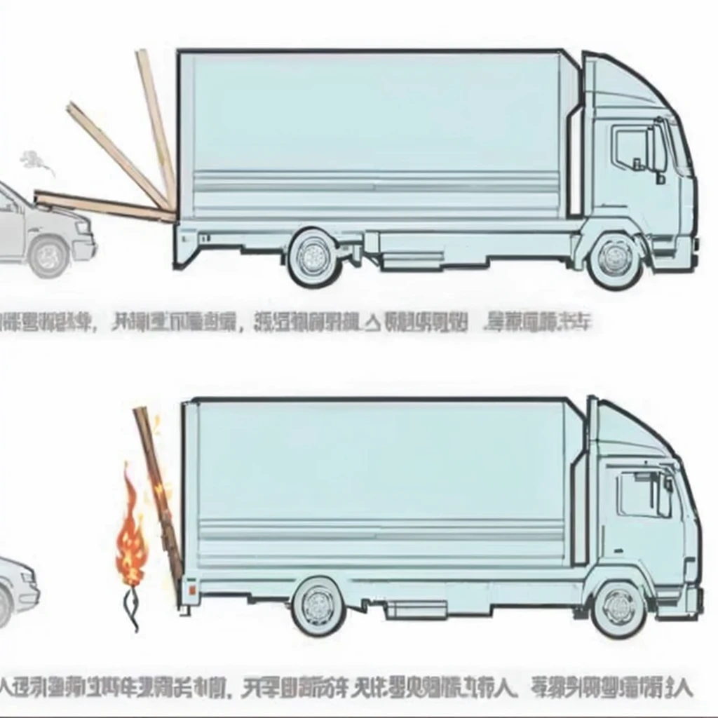 Close-up view of a truck with a car and a stick, ❤🔥🍄🌪, 🚿🗝📝, Easy to understand, author:Yan Hui, by Qu Leilei, 🔥 😎 🕹️ 👀 :2, Very accurate photos, author:Lee In-sang, by Cheng Jiasui, illustration, 非常幽默的illustration