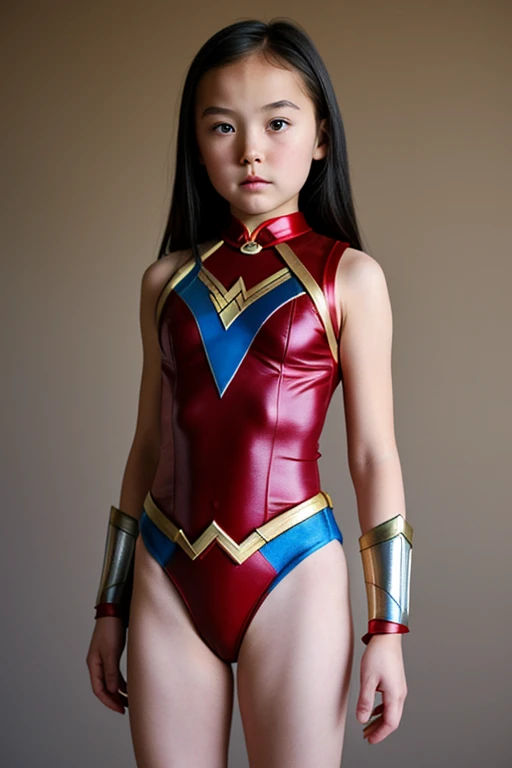 Girl, 12, Mongolian, Wonder Woman Outfit, Leotard
