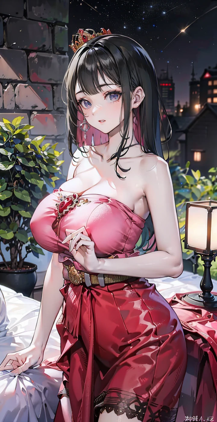 Group of 5 princesses,(5 young women,many young women), (in the bedroom), Various hair styles, harem, Wear a strapless Thai dress...,(very good,no panties) at night, detailed face,Complete breasts,fully, ((big breasts,Breast curtain,Partially naked)) short skirt, mule, Sleeveless , Show your armpits, at night, starry at night,(large areolae:1.4,pink,The nipples are clearly visible.....),((Various positions),(Look at the viewer.:1.5),milf, Highest quality、Highest picture quality、Masterpiece