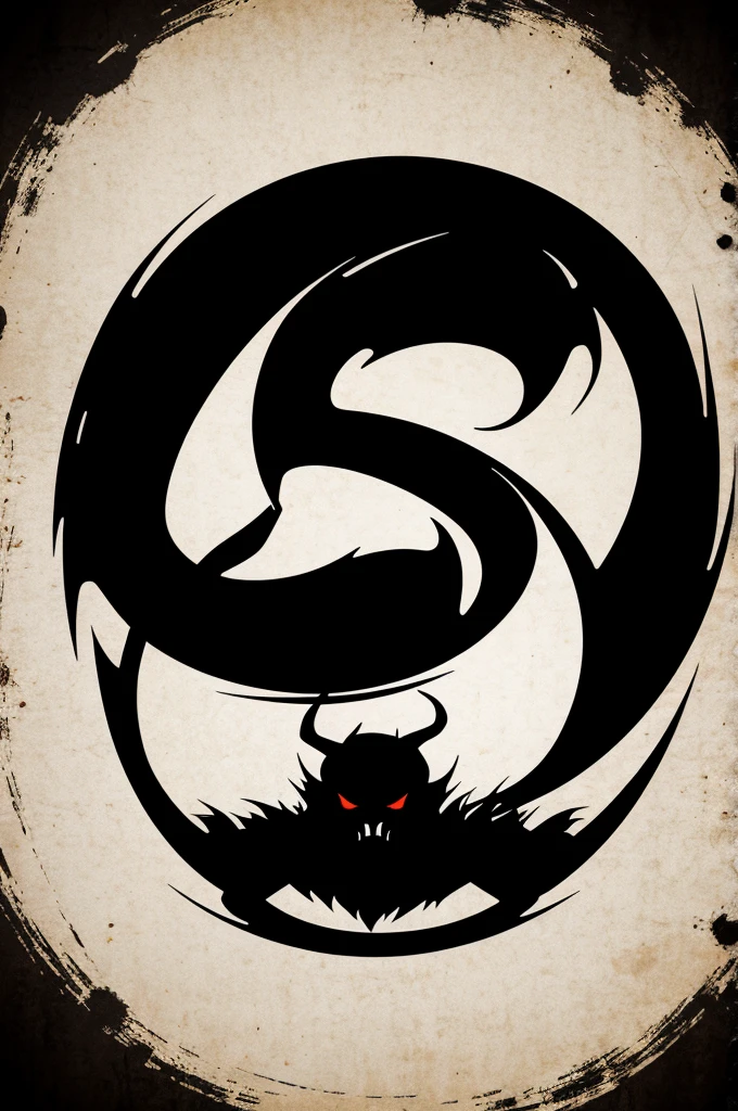 Generate a round dark spirit logo with dark spirit letters