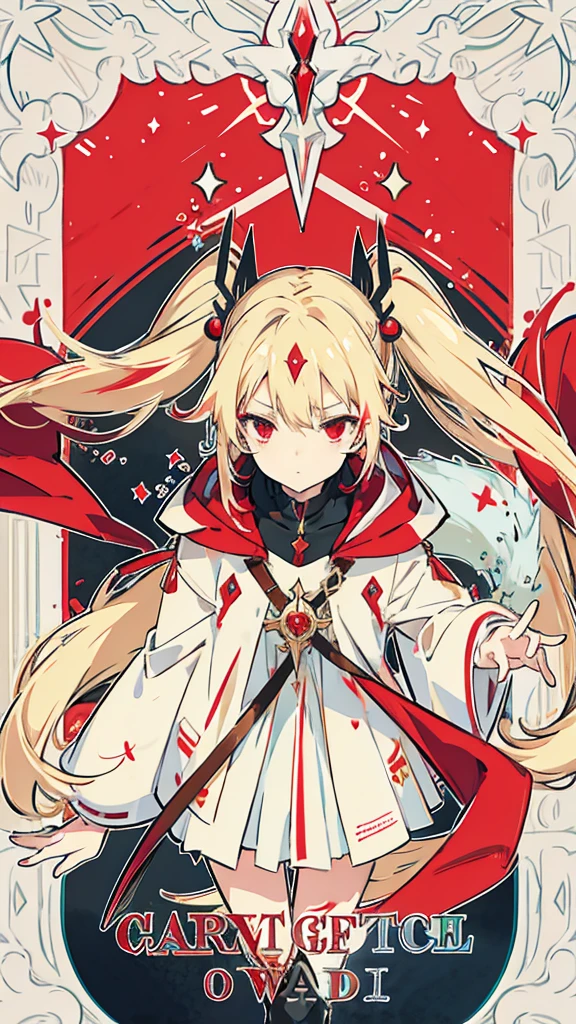 Hair colorbeige,Red Eye,Twin tails,Long Hair,Wizard,gem,Expressionless,