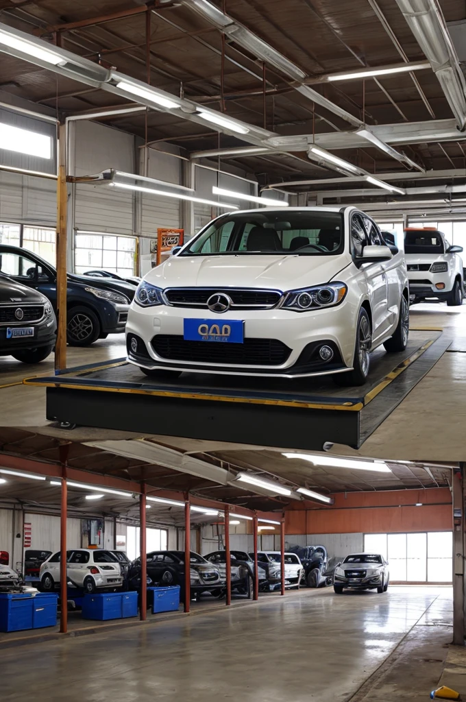 Automobile shop with banner Bittu Technical.