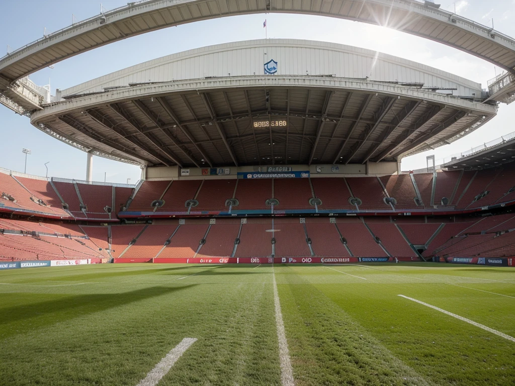 ((beste Qualität)), Soccer, Stadium, Red-White Club, Romanian Soccer Club, Empty stadium, Perspective within the stadium, Full stadium roof, 19,000 seat-only stadium, Really good stadium, All stadium stands are connected, roofing, Similar to the Bayern Munich Allianz Arena