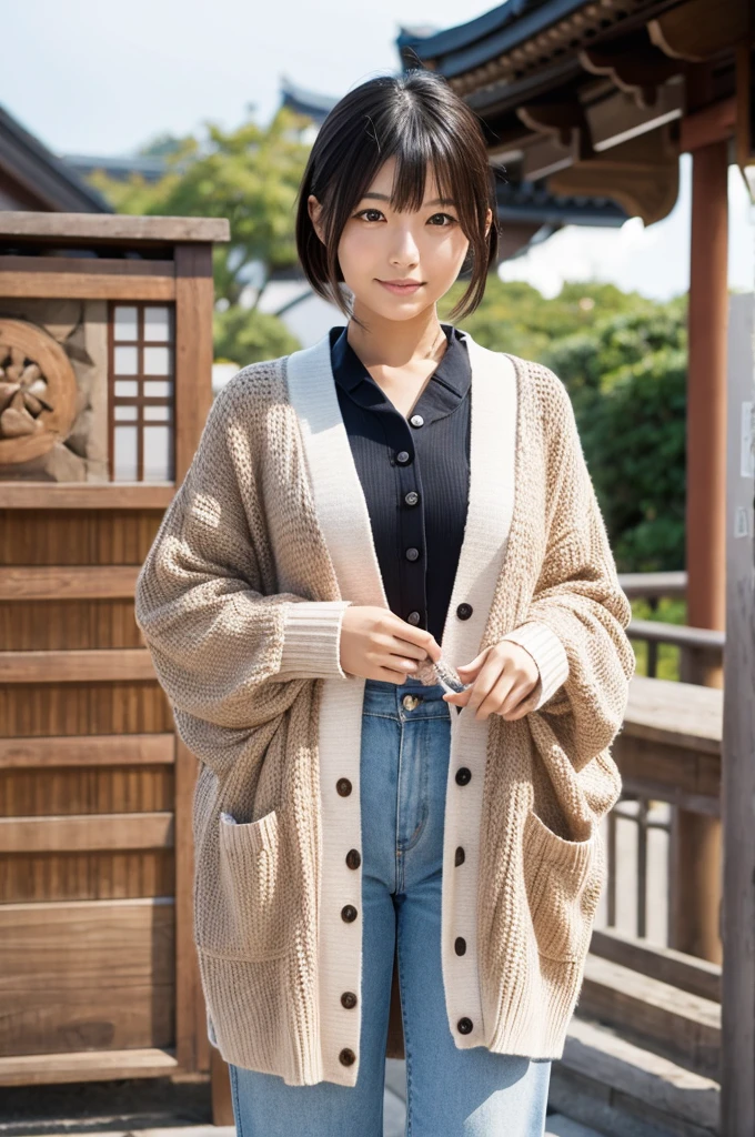 Japanese woman wearing a cardigan