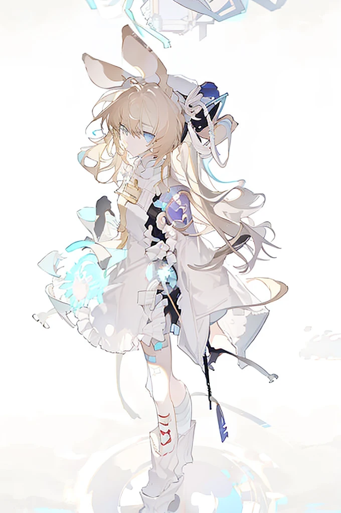 A girl，Standing picture，whole body，Standing，bandage，Beige hair，Rosemary，Fox ears