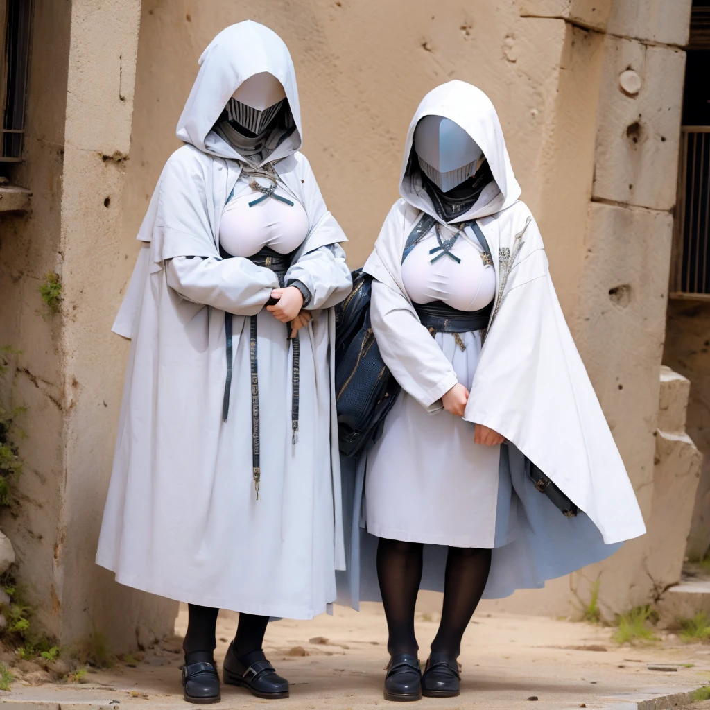 ((giganticbreasts)),1girl,clothed,knight hooded cloak,Mask