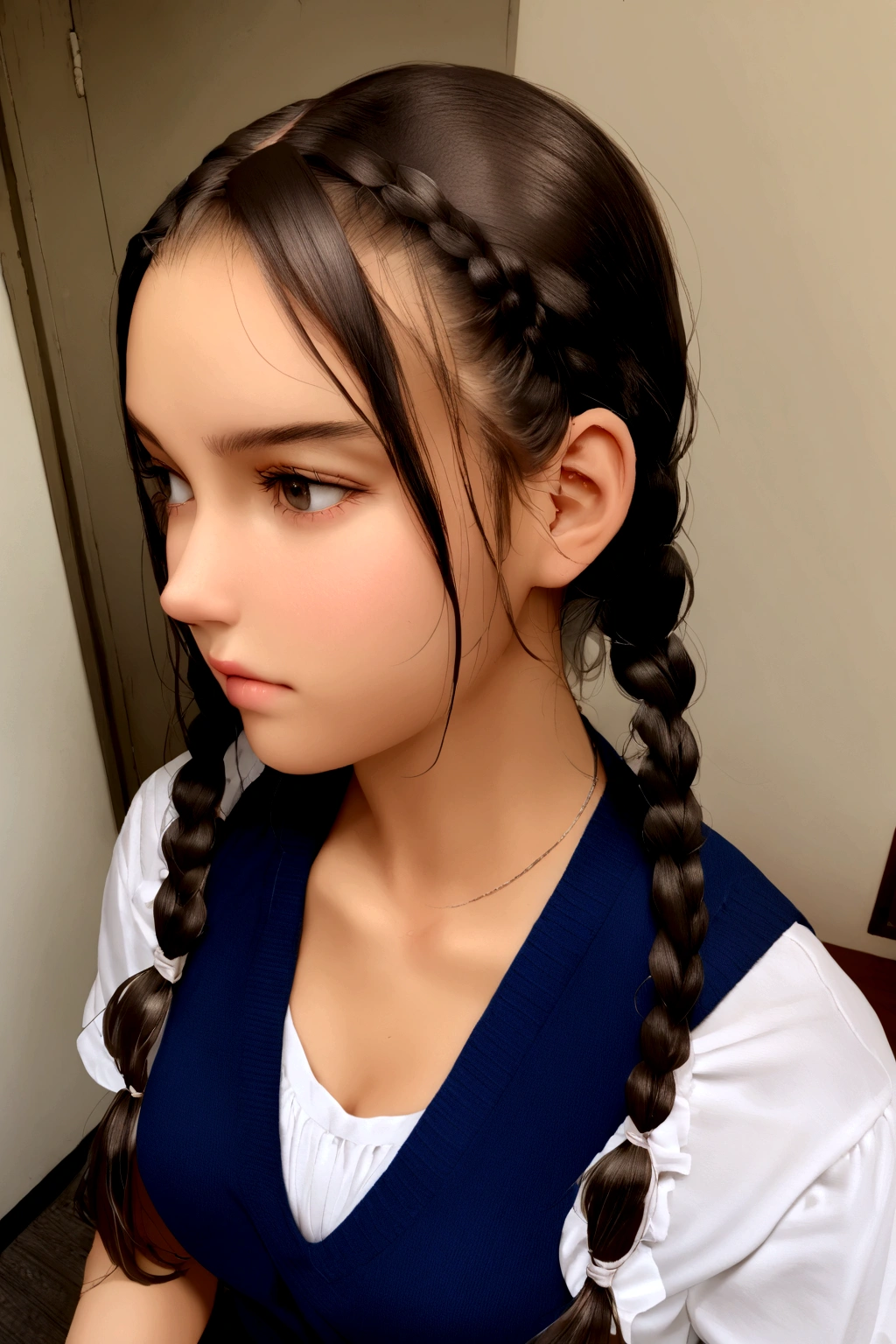 A 20 year old school girl with two braids