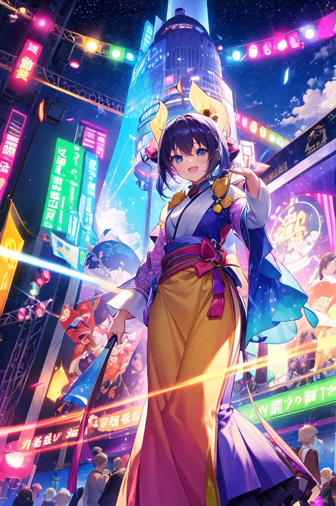 People wearing colorful costumes々but、Dancing at a lively festival venue。音楽と歓声but響き渡り、笑顔but溢れています。カメラbut捉える瞬間は、まるでその場にいるかのような臨場感butあります。People enjoying the festival atmosphere々の姿but、It is as clear as a photo。