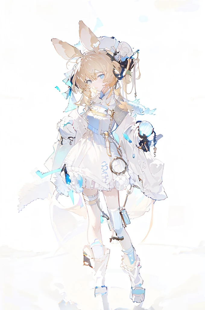 A girl,Standing picture,whole body,Standing,bandage,Beige hair,Rosemary,Fox ears
