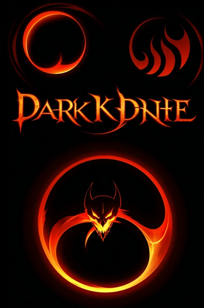 Generate a round dark spirit logo with dark spirit letters for video game