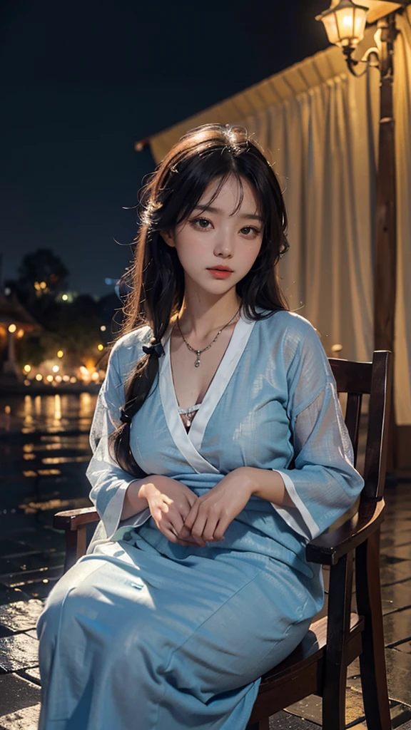 (8k, RAW photo, best quality, masterpiece:1.2), (realistic, photo-realistic:1.37),st. louis (luxurious wheels) (azur lane),1girl,(myanmar girl), (aegyo sal:1),hair ornament, portrait, (Myanmar traditional cloths:1.1), necklace, blue nails,cute,cityscape, night, rain, wet, professional lighting, photon mapping, radiosity, physically-based rendering, backgrounds SHWEDIGON Pagoda
