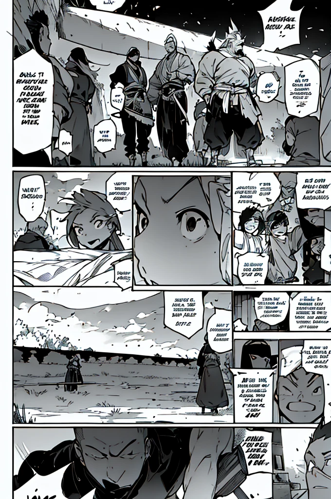 [gangster star] the hero charging ki of power. along with his 7 beautiful warriors. with divine weapons in the form of musical instruments. in a desert.