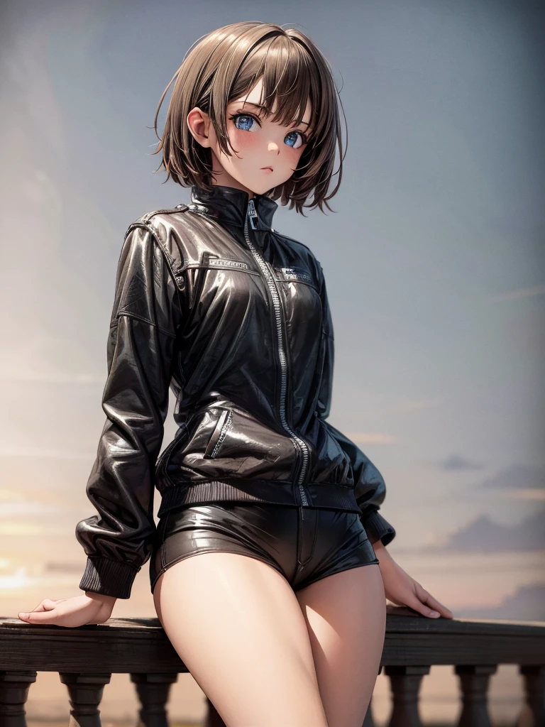 (((top quality: 1.4))),(A masterpiece like no other in history), (ultra high resolution),(Ultra-realistic 8k CG), official art、 (((adult body))), (((1 girl))), ((( bob short hair ))), punk girl with perfect body, jacket with metal spine,Beautiful and well-shaped face,,elaborate punk fashion,leather jacket, (Image from head to thighs),((Pink bob short hair )), ((small leather panties:1.0)), Simon Bisley's urban and brutal style,Detailed street background of London,beautiful abs, Complex graphics, Dark pink with white stars and gray and white stripes,,,, (( Lots of poisonous tattoos )), earrings,
sultry look, seductive