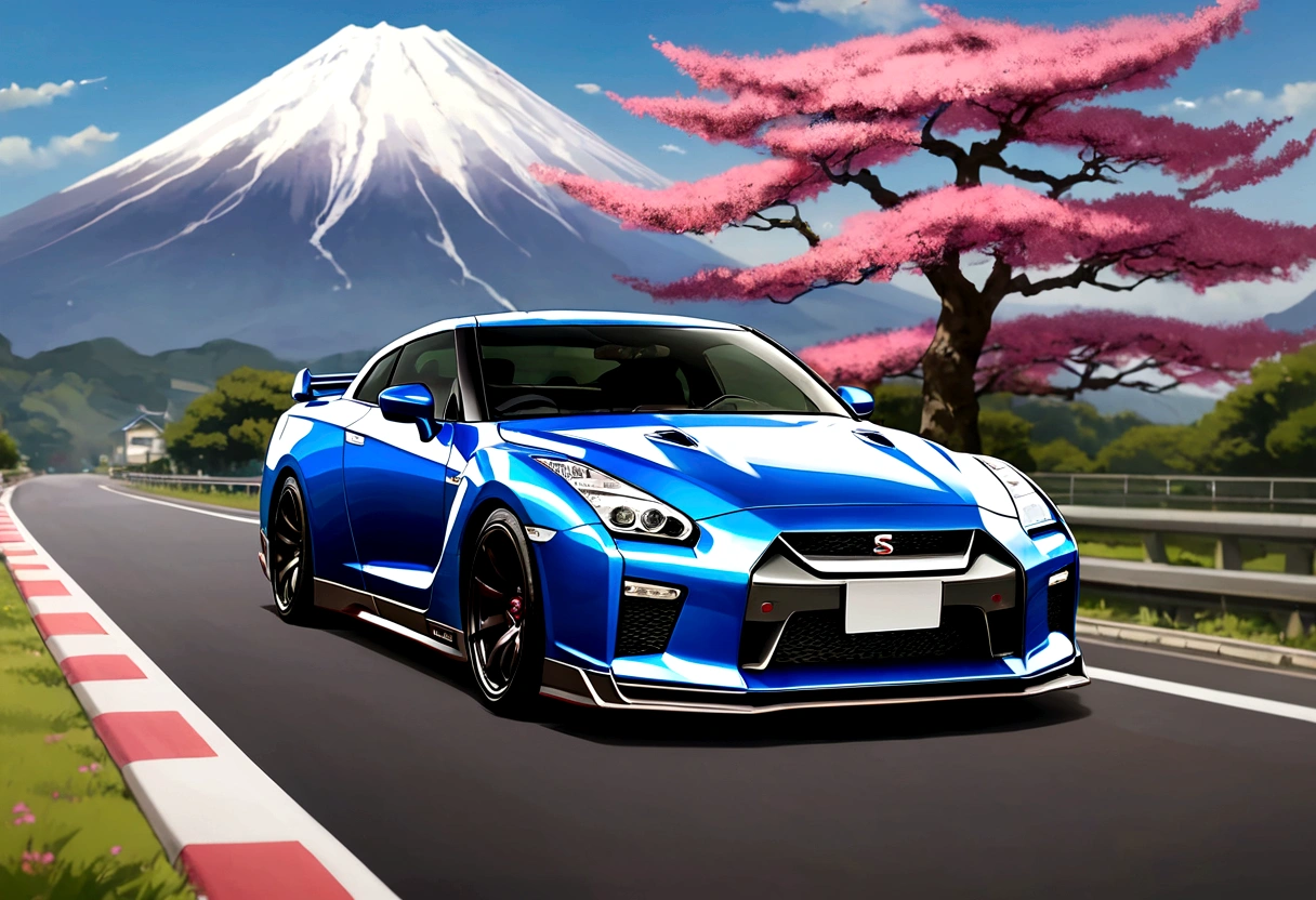 Japanese Anime Painting Nissan GTR Car