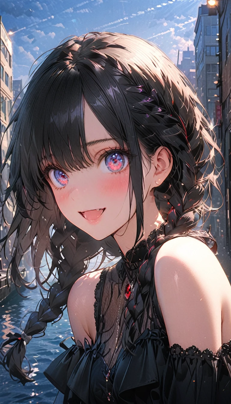 1 Female\(prince,cute,cute,20-year-old,Long braids,Black Hair,Eye color: Ocean Blue,Big eyes,Dynamic pose,,Loose-lipped,Wearing a beautiful lace dress,suffer,Scared,Playfully、panic、smile、Bitter smile、Confused,(Grab her throat),avert your eyes,look up\), break ,background\(city,coastal\), break ,quality\(8K,非常に精細なCGユニットのwallpaper, masterpiece,High resolution,top-quality,top-quality real texture skin,Surreal,Increase the resolution,RAW Photos,最高quality,Very detailed,wallpaper,Cinema Lighting,Ray-tracing,Golden Ratio\),[Browsing Caution]