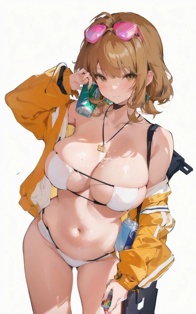 Anime girl with a backpack and a mobile phone in her hands, Anime girl drinking energy drink, Fleet Collection Style, From Girl Front, Holding a beer!!, Makoto shinka, Attractive anime girl, Makoto, have a drink, Actress 👀 :8, (SFW) Work, Thickness, Anime cute art style, soda themed girl