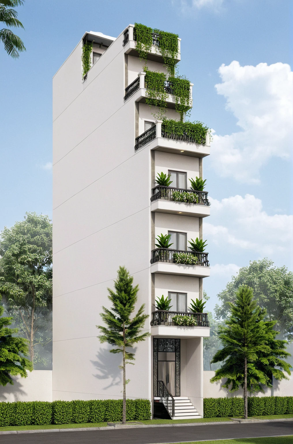 Raw photo,Masterpiece, high quality, best quality, authentic, super detail,
exterior, outdoors, house style indochine on the street ,aiaigroup
road,pavement, grass, trees, sky, cloud, (day:1.1)