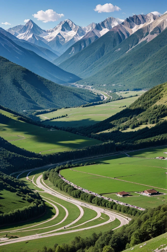 Mountain and valleys and villages