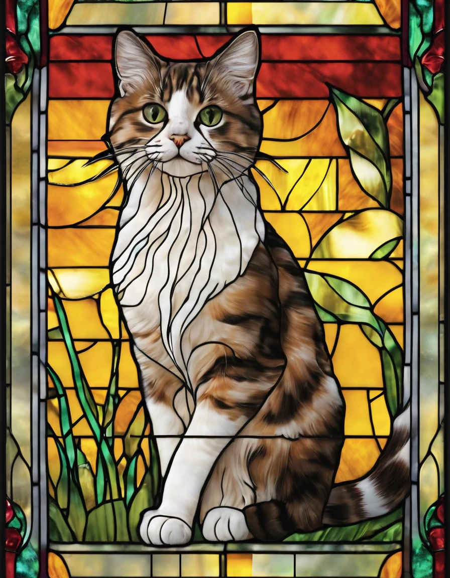 Stained glass windows made with d4bz,Cat pattern