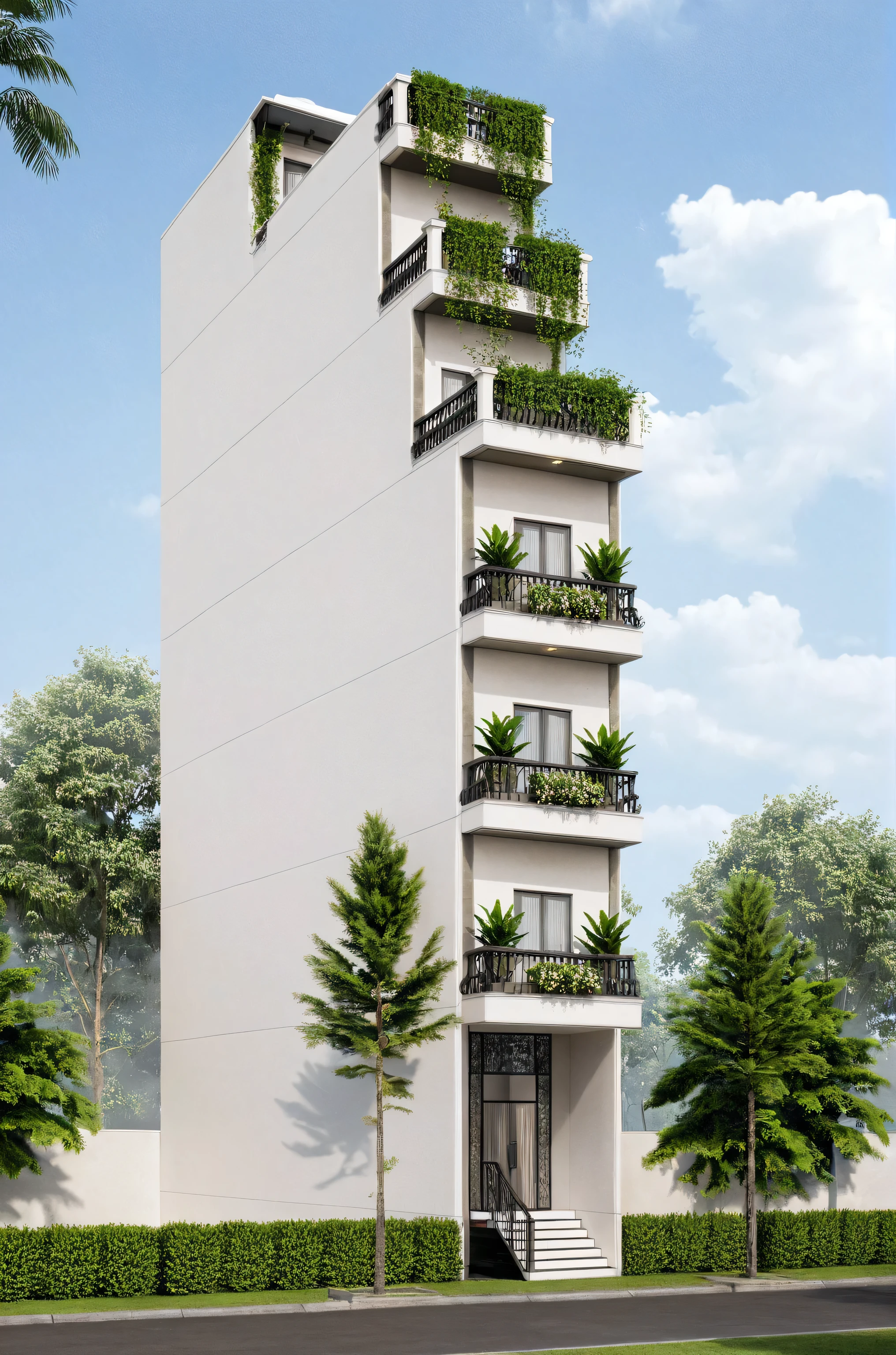 Raw photo,Masterpiece, high quality, best quality, authentic, super detail,
exterior, outdoors, house style indochine on the street ,aiaigroup
road,pavement, grass, trees, sky, cloud, (day:1.1)